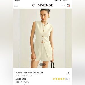 Commense vest/short set NWT sz S